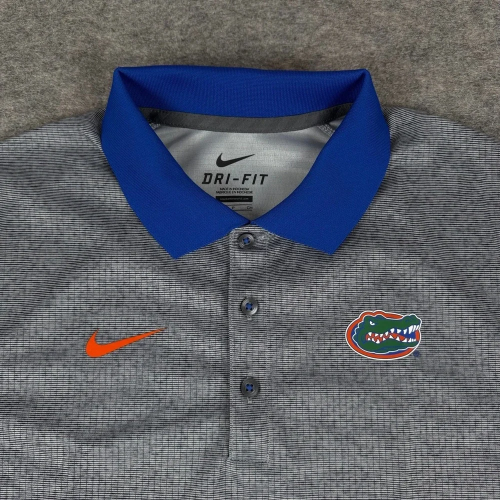 Nike Dri Fit Polo Shirt Florida Gators Polyester Gray Blue Mens Small S